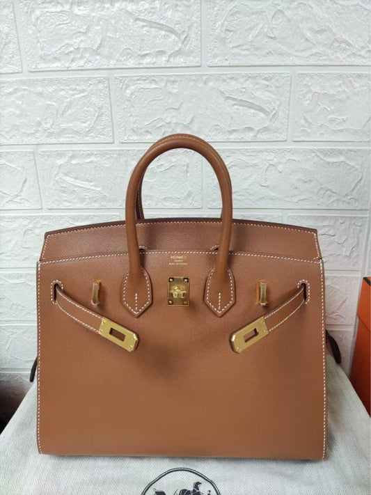 Hermes Birkin25 sellier 金棕金扣Madame皮