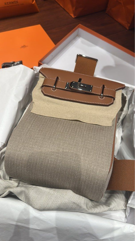 Hermes Hac a dos PM 金棕拼帆布(全網唯一）