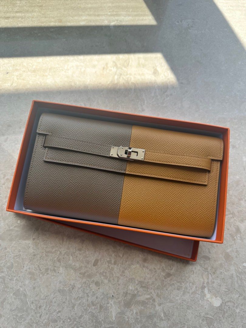 HERMES Kelly to go Wallet 22 Sesame/18 Etoupe/76 Bleu Indigo 大象灰 芝麻 深藍色 銀扣 長銀包 錢包