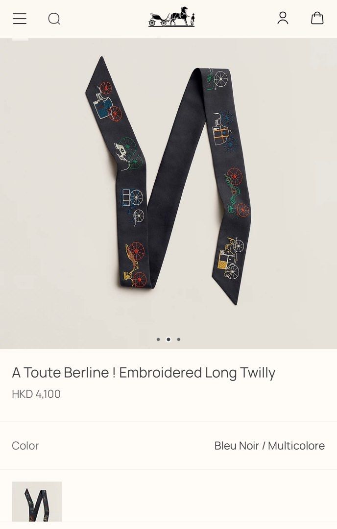Hermes A Toute Berline ! Embroidered Long Twilly