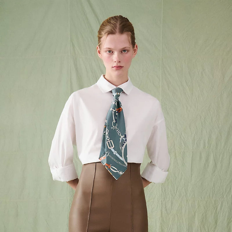 Hermes Les Chevaux Dechaines tie絲巾領呔