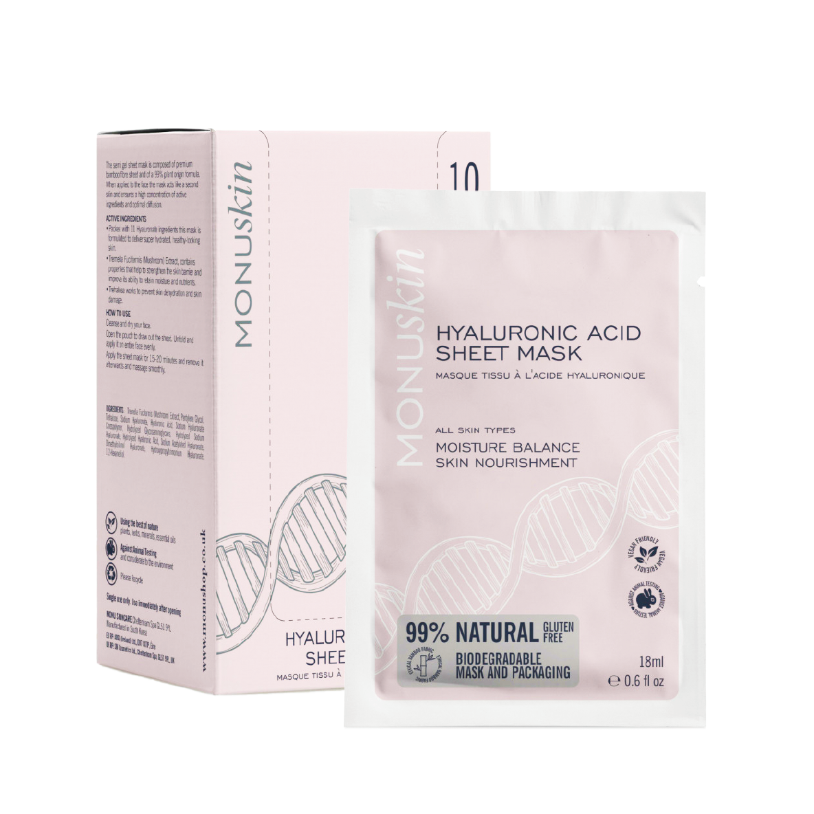 Monuskin 透明質酸補濕純素面膜 HYALURONIC ACID SHEET MASK