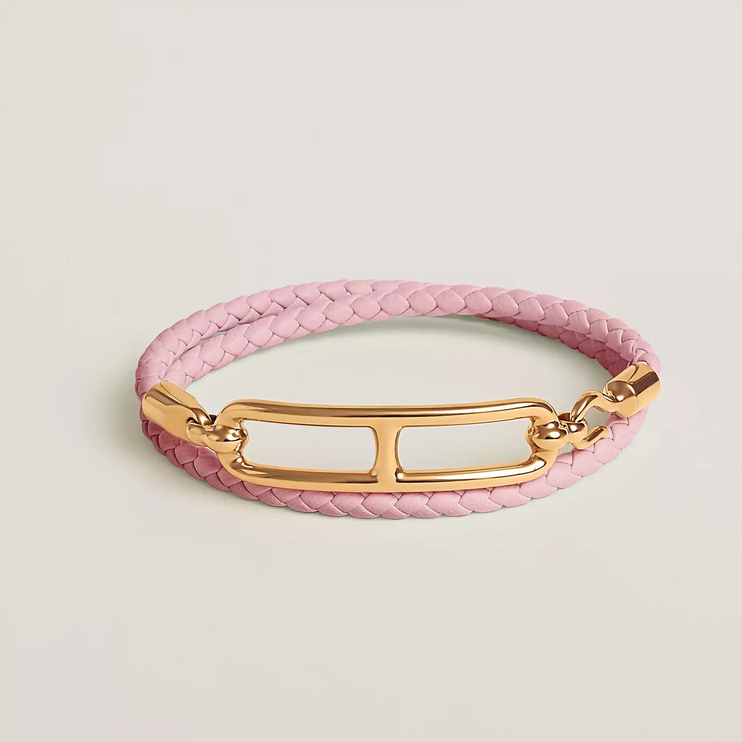 Hermes Rose Sakura Roulis Double Tour bracelet